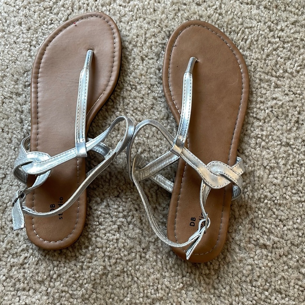 Silver flat sandals